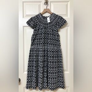 NEW Loft Black White Embroidered Smocked A-line Mini Dress XS Boho Cottagecore